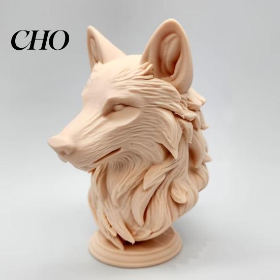 Decorazione Moderna Testa di Lupo Statuetta Stampata 3D, Statua Realistica con Base Rotonda Scultura Animale, Selvaggia per Casa Ufficio Libreria