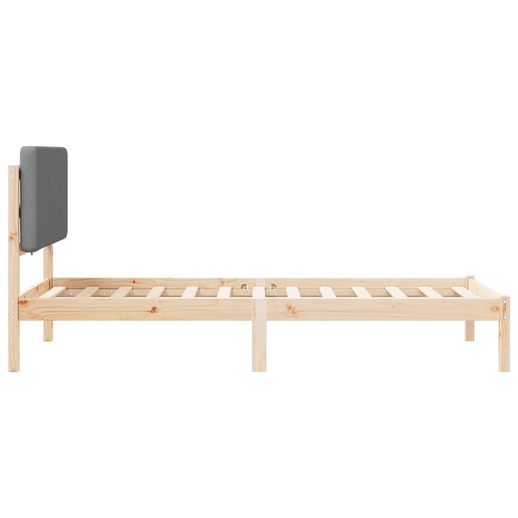 Bed Frame with Padded Headboard Light Grey 75 x 190 cm
