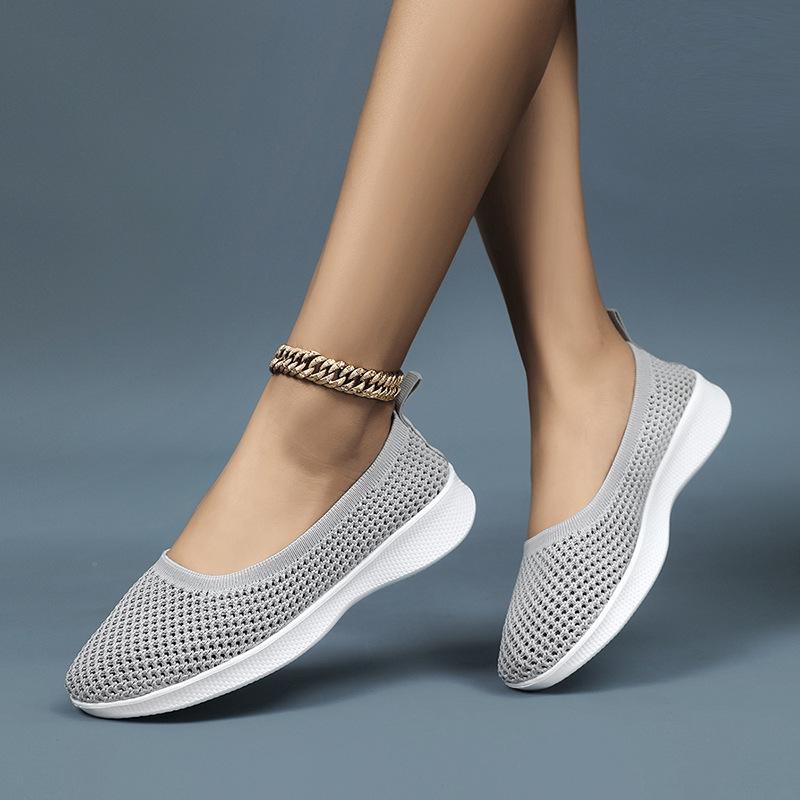 Neue Sommer-Mesh-Schuhe flache lässige Damenschuhe atmungsaktiv, leicht, flachmündig bequem große Größe Damenschuhe