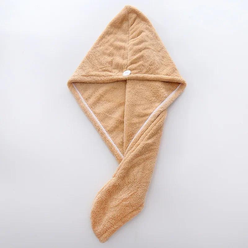

Triangle Button Soft Skin - friendly Quick - dry Drying Hat Long Hair Microfiber Bath Towel for Dry Hair, Gift for Mom Wife хакі