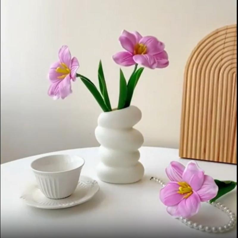 Plastic Vase Spiral Nordic Minimalist Imitation Glazed Porcelain Creative Flower Arrangement Decoration Dry Wet Flower Vase New