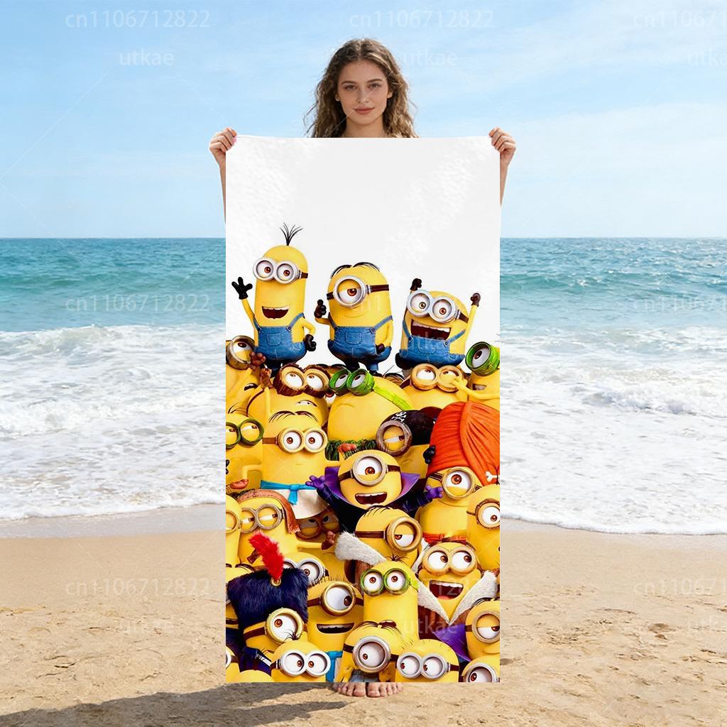 

Cute Minions Print Beach Towel Microfiber Quick Dry Soft Lightweight for Travel Camping Yoga Swimming W30*H60(CM)