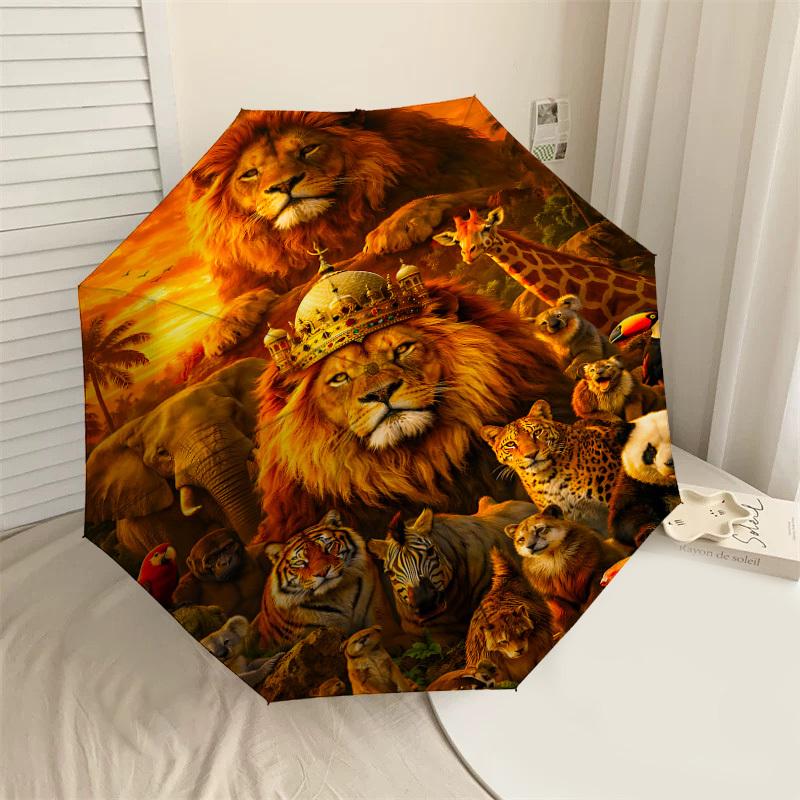 

1PC Kingdom Animal Umbrella-8-Rib Reinforced, Automatic Open, Lightweight & Durable, Fashion Accessory for Outdoor, J0372