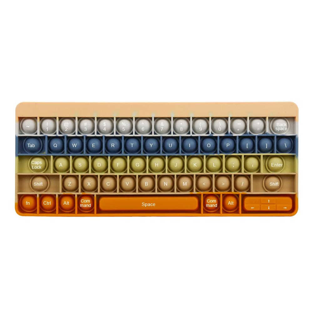 Keyboard Push Bubble Fidget Sensory Toys Rainbow Popping Silicone Game Toy Anxiety & Stress Reliever  Toy For Kids And Adu