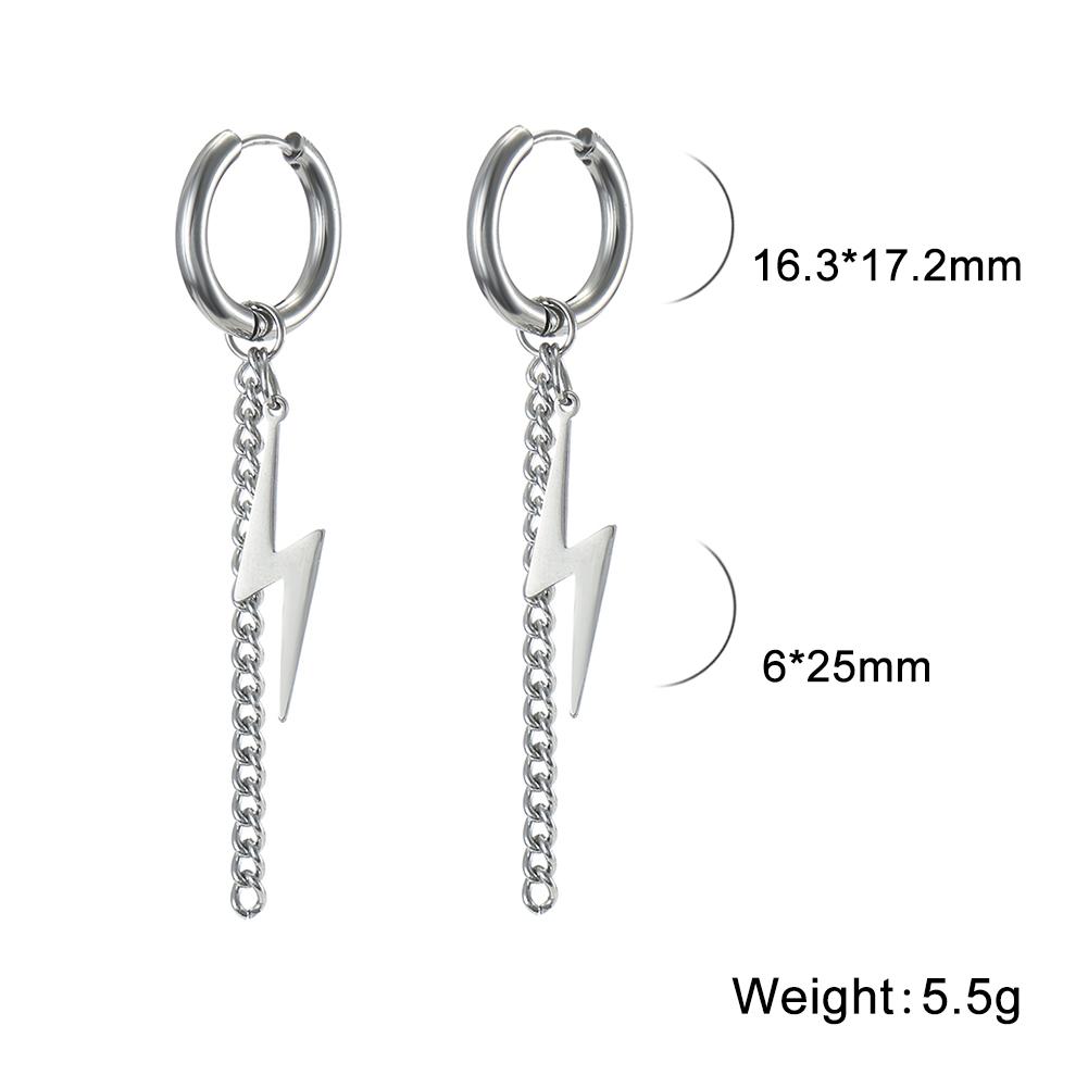 My Shape Fashion Lightning Earrings Women Men Hiphop Hoop Earring Stainless Steel Gold Punk Jewelry Party Ear Accessories