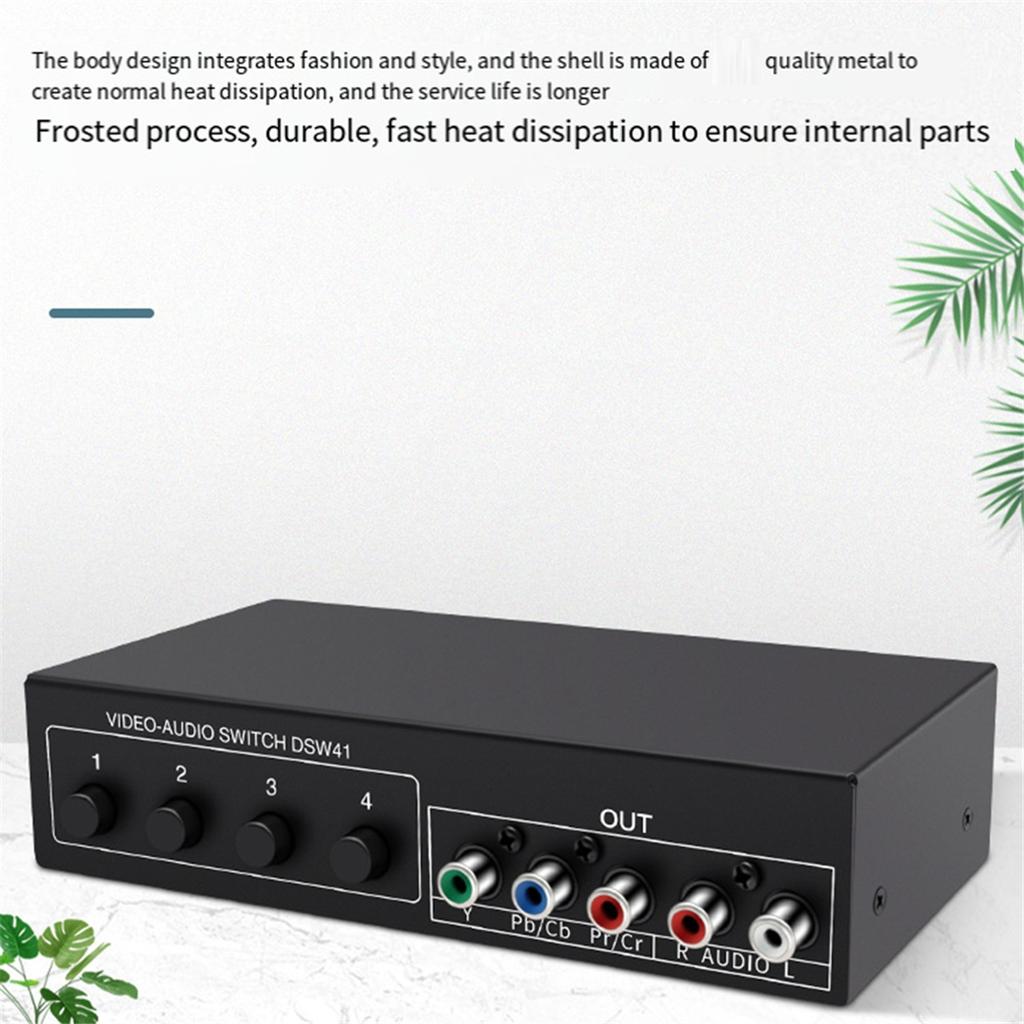 AA58 4x1 Component Video Signal Switcher YPbPr YCbCr Audio DSW41 Divider Panel Button Manual Switch CVBS 720P Metal Shell