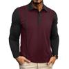 Spring Autumn Men's Contrasting Color Lapel Long Sleeve Button Polo Shirts Mens Casual Polos Tops