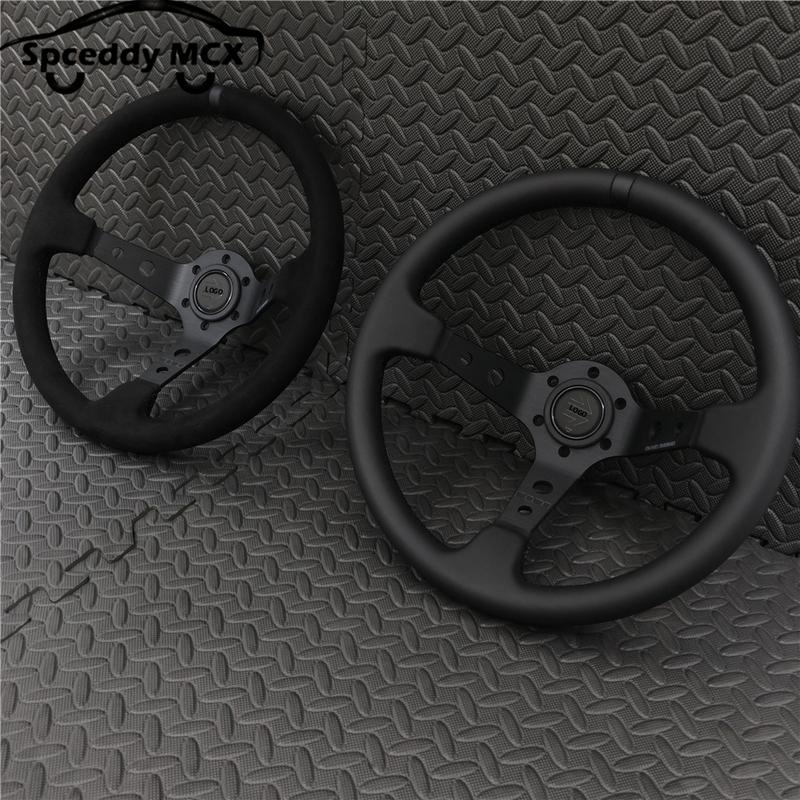 14inch 350mm Car Steering Wheel Suede Leather/Genuine Leather Deep Concave Drift JDM Racing Black Edition 2407MOBE125