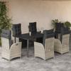 Vidaxl 7-Cz. Gartenmöbel-Set mit Kissen, Grau, PE-Rattan