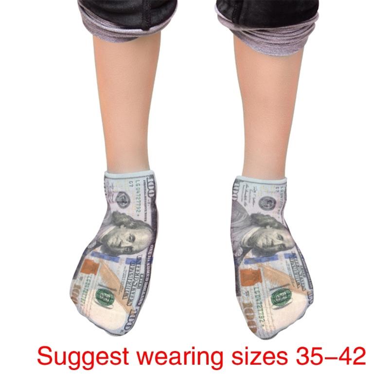 Herren Damen Lustig Unisex Neuheit 3D Gedruckte Knöchelsocken Dollar Schein Geld Muster Kurzschaftsocken Weihnachtsfeier Geschenk