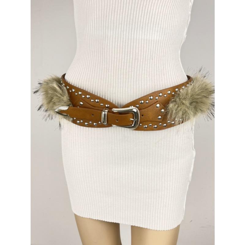 New Fluffy Belt, Fluffy Wide Belt, Riveted Punk Millennium Spice Girl Belt, Subculture Light Waist Strap
