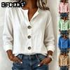 Women's Fashion Casual Autumn Winter V-Neck Long Sleeve Blouses & Shirts