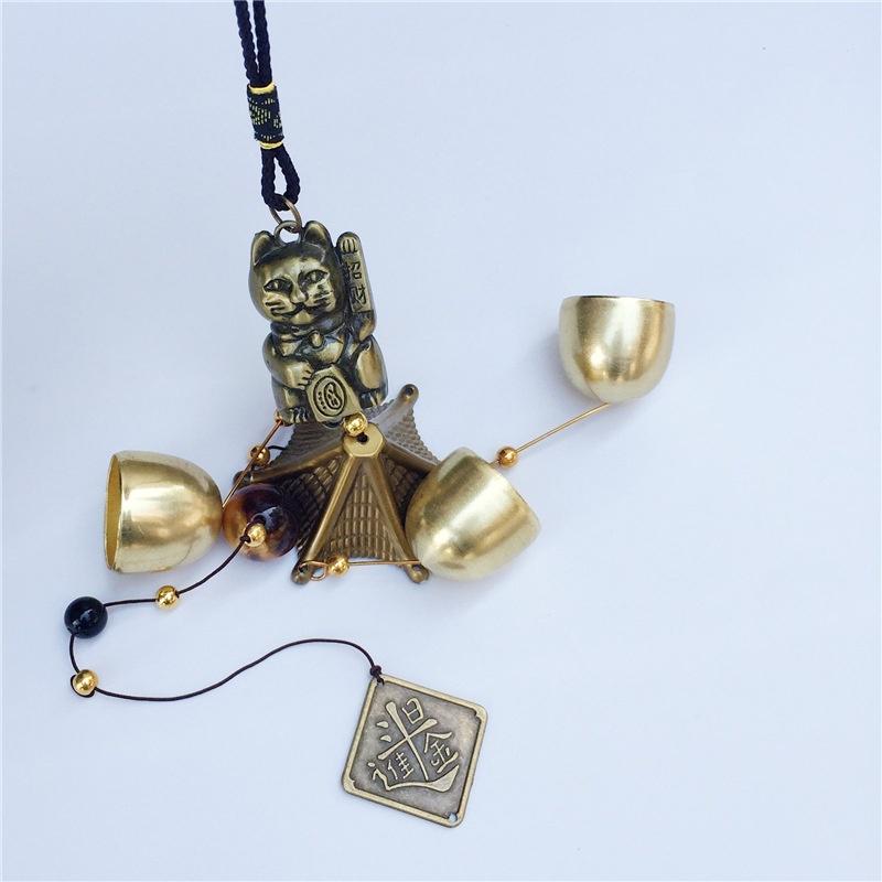 1PC Metal Copper Wind Chime Pendant Door Decoration Alloy Bell Feng Shui Pendant Town House Lucky Cat Cat Money Shop Doorbell
