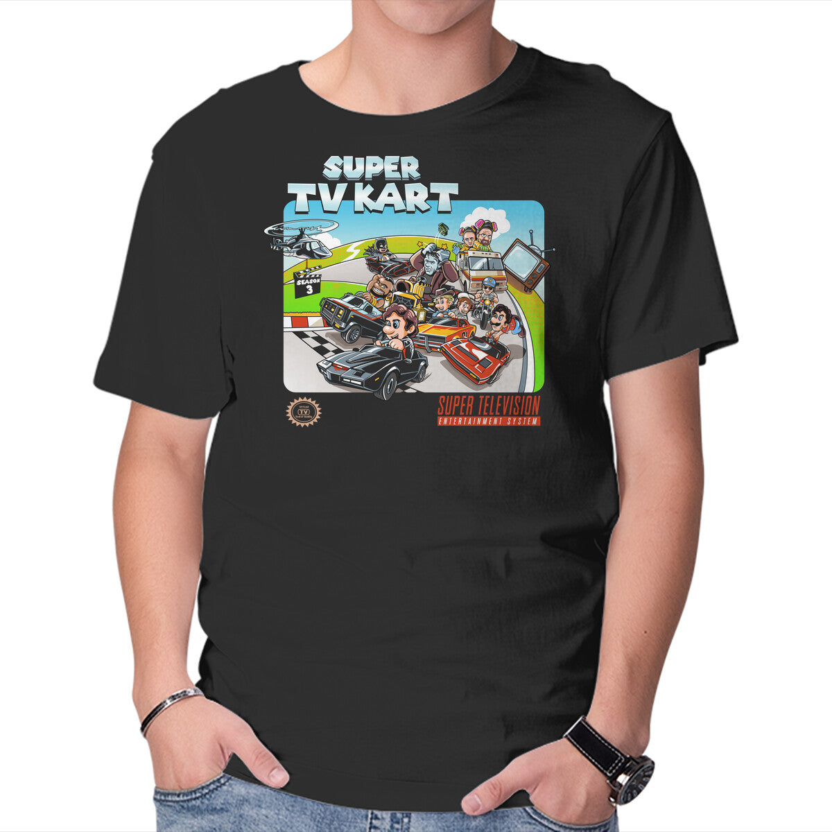 Unisex Crew Neck T-Shirt Super Tv Kart Graphic Short Sleeve Casual Tee XXL