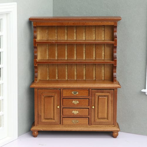 Dollhouse Shelf with 4 Open Drawers Miniature Retro Dollhouse Decoration 1:12 Dollhouse Study Living Room