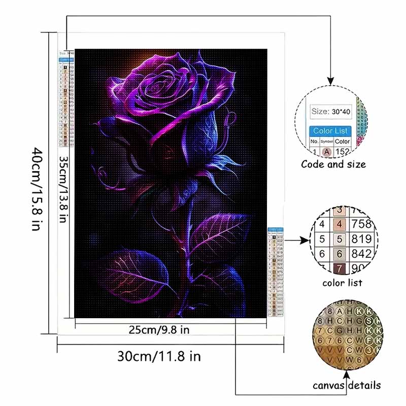 New Arrival 5D DIY Full Circle Diamond Painting "Purple Rose" Embroidery Cross Stitch Home Decor Gift