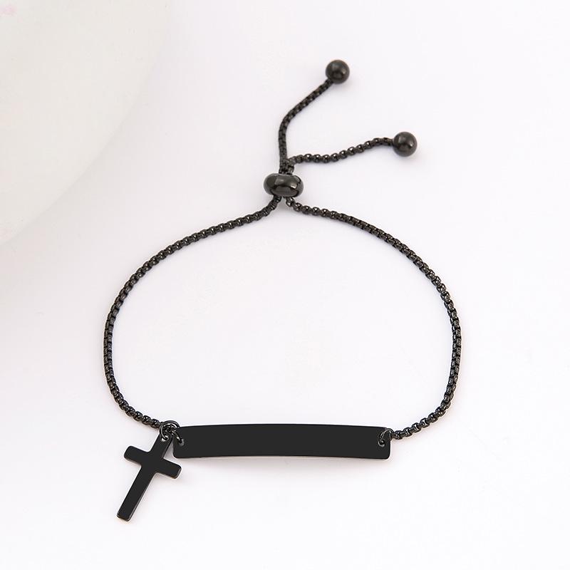 Adjustable Stainless Steel Bracelet with Laser Engraved Butterfly and Curved Plate