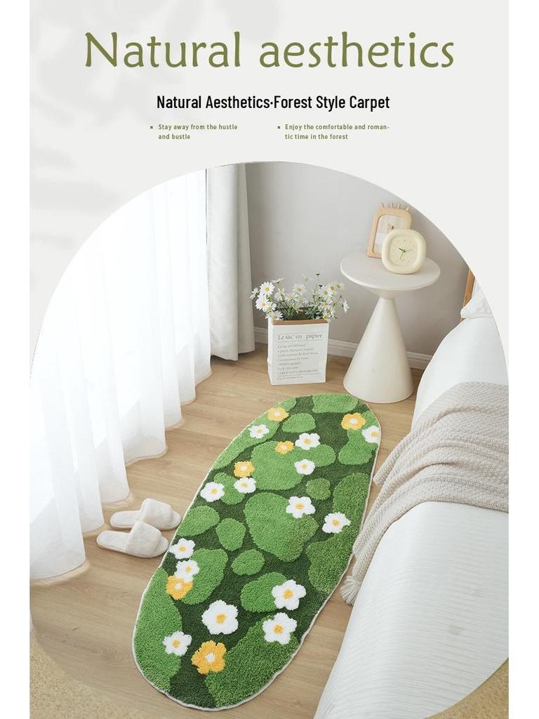 Absorbent Non-Slip Velvet Bathroom Floor Mat - High/Low Pile, Dirt-Resistant, Multi-use for Bathroom or Coffee Table