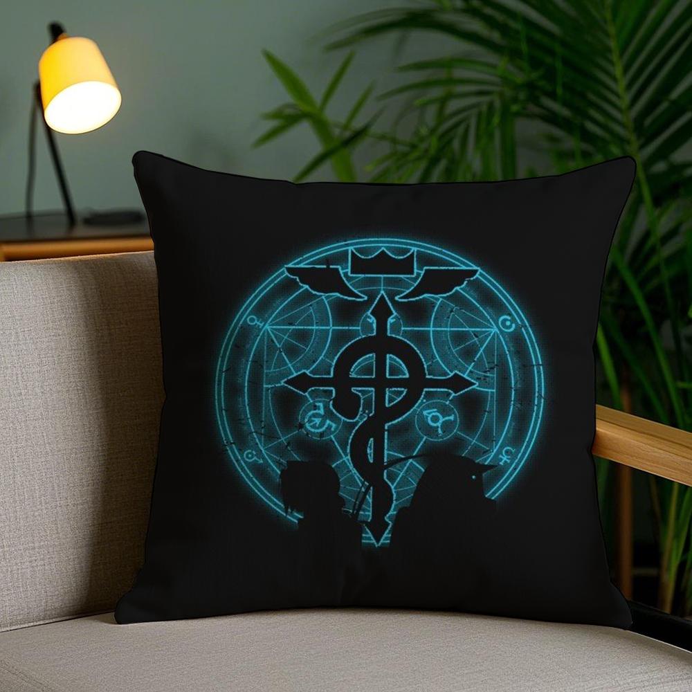 F-Fullmetal A-Alchemist Cushion Cover Soft Short Plush Double-Sided Printing Home Decor Machine Washable Pillow Case Gift