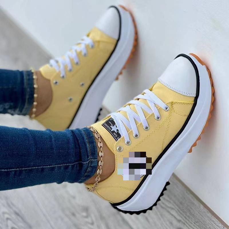 Shoes new large size thick sole women's shoe size single shoe casual canvas shoes thickness