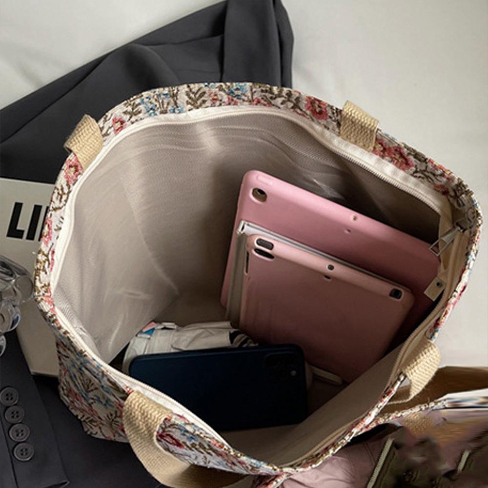 Blumentasche aus Canvas, vielseitige Einzel-Schulter-Handtasche, Instagram-Studententasche für Klassenmädchen A-DH