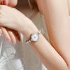 OLEVS Women's Small Watch Waterproof Quartz Analog Fashion White Mother of Pearl Wristwatch Ladies Silver Stainless Steel Band Popular Pearl Bracelet