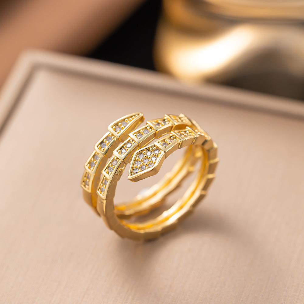 Micro-Inlaid Zircon Fashion Open Ring - Adjustable Luxury Index Finger Jewelry for Women