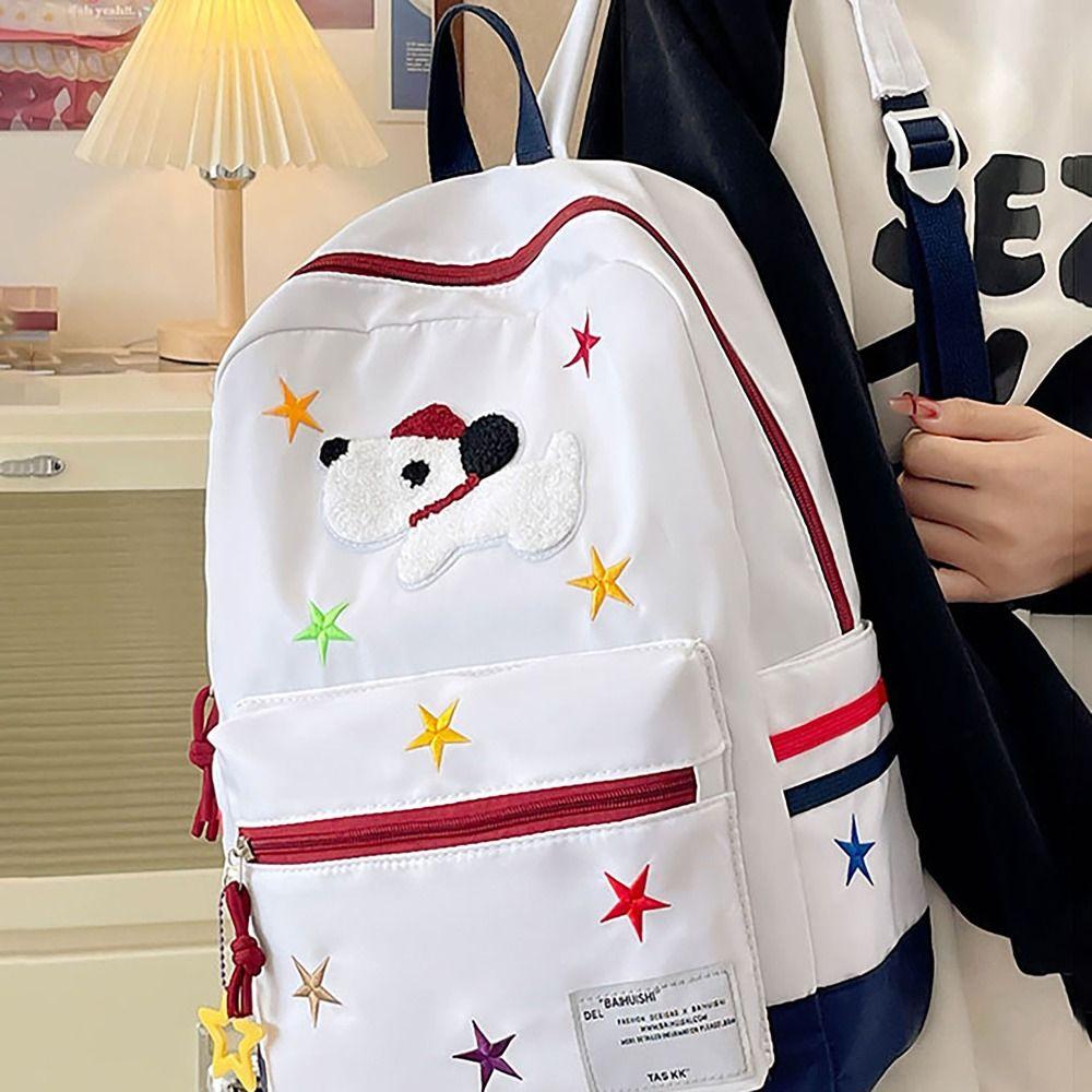 Niedliches Hundemuster Schultasche Große Kapazität Waschbar Vielseitiger Rucksack Verstellbarer Riemen Nylon Computertasche Student