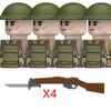 4pcs MOC WW2 Britain Military Soldeirs Building Blocks Air Force Army Infantry Helmets Weapons Gun Accessories Bricks Toys Boys Gift