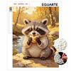 Sparkling Pearl Painting on Stretched Frame Cute Raccoon Eating DIY Bead Art Canvas Relaxing Hobby Gift for Craft Lovers Creative Projects