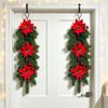 2PCS 60cm Artificial Christmas Hanging Vine Garland Poinsettia Pine Cone Red Berry Teardrop Rattan DIY Xmas Door Wall Decor