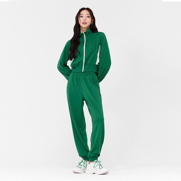 

Женский спортивный комплект Осень/Зима 2024: Кардиган на молнии, толстовка и повседневные длинные брюки Large зелёный