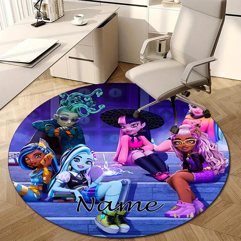 Personalized M-Monster High Draculaura Round Chair Office Rug - Perfect for Mat, Office Chair & More - Ideal Gift for Birthdays and Holidays
