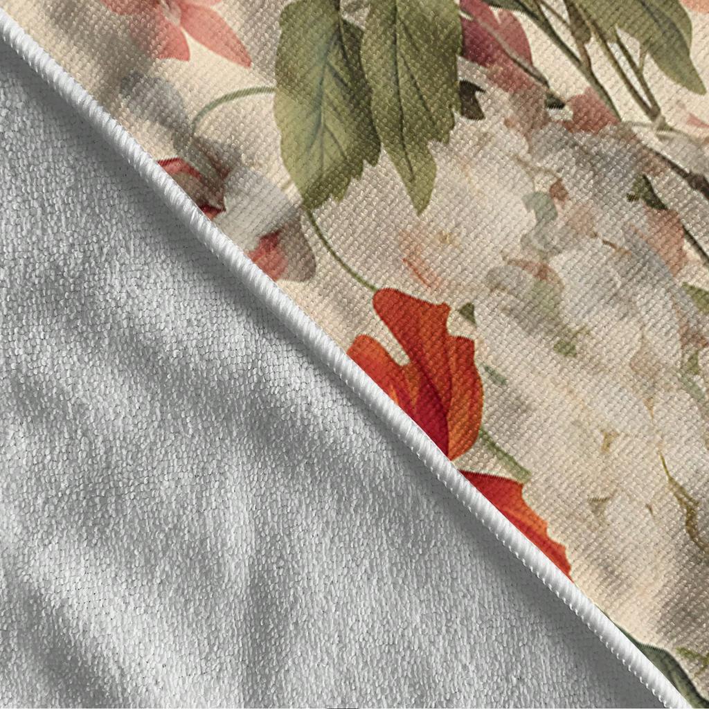 Aesthetic Watercolor Floral Print Beach Towel –Microfiber,Quick Dry,Oversized Fit–Beach Outfits, Boho Vintage Flower Beach Towel