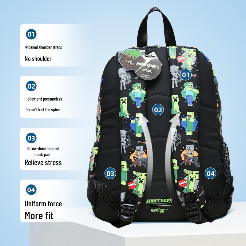 Smiggle Australia Ultra-light Large Capacity Double Shoulder Trolley Backpack for Primary School Students