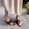 Krazing Pot Suede Mules Summer Size 40 Outside Slippers Flip Flops Stiletto High Heels Women Peep Toe Sandals