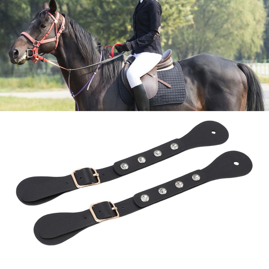 1 Pair Spur Straps Rhinestone Decorated Synthetic Lther Vintage Spur Boot Straps for Boots Equipment