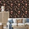 Beautiful Flowers Wallpaper Black and Brown for Living Room and Bedroom 50x1000