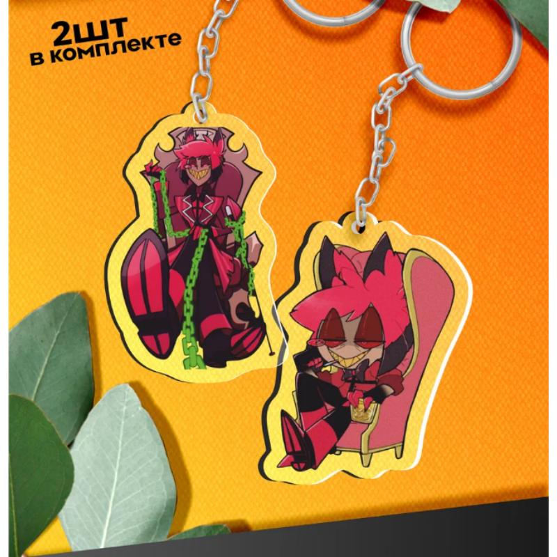 Acrylic Key Buckle for Hazbin Hotel Vox Alastor Chibi Version Anime Cartoons Peripheral Different Styles Backpack Pendant