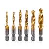6Pcs/Set Tap Drill Bit Strong Toughness High Efficiency Wear-resistant Multifunctional Hexagon Tile Drill Bit for Plastic