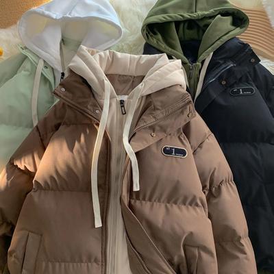Zimní móda Sestřih Kapuce Vzhled Dvoudílný Smysl pro design Chlebové oblečení Dámské Y2K Korejská verze Hrubé Teplé Kabáty