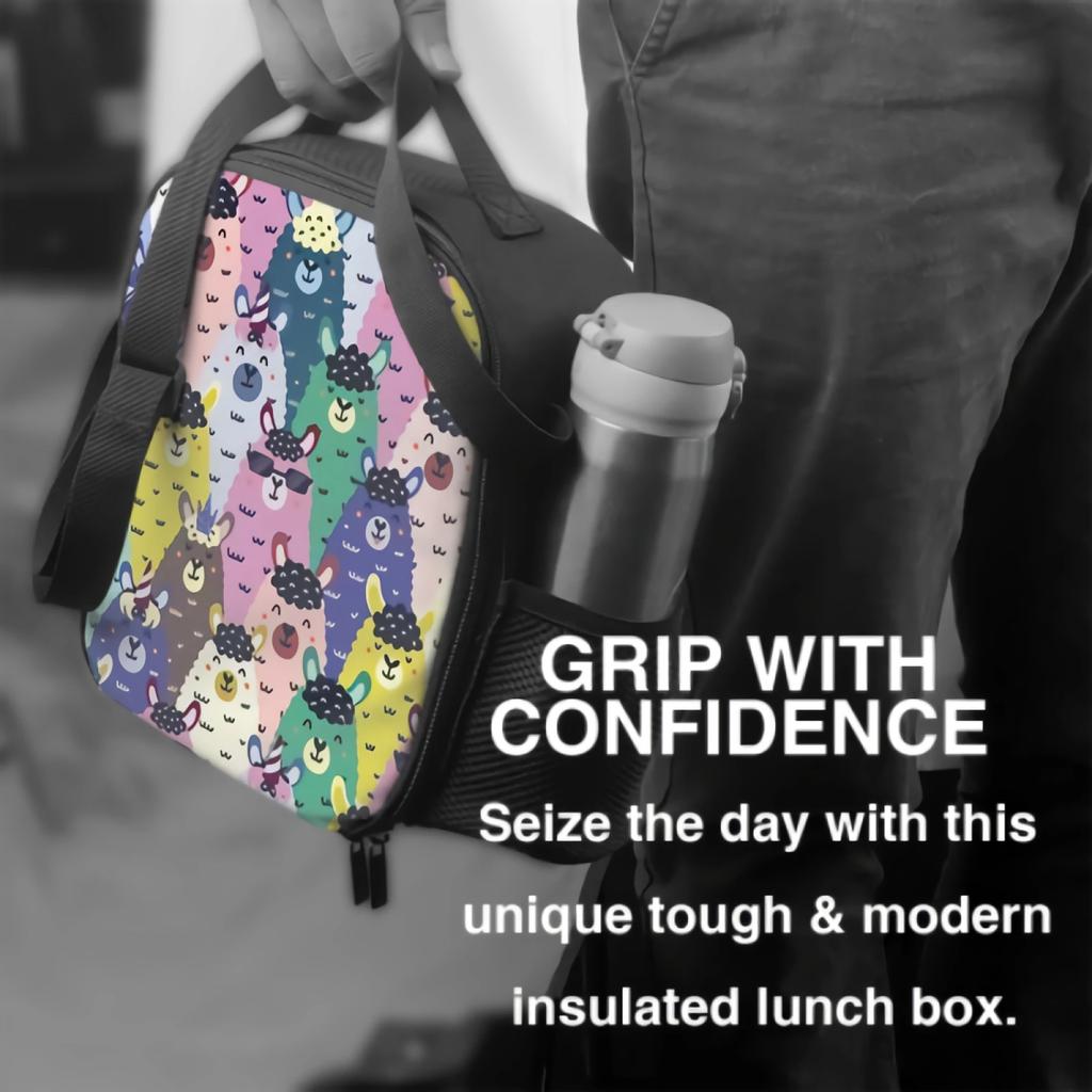Funny Llamas Faces Lunch Box Insulated Meal Bag Animal Print Lunch Bag Food Container for Boys Girls School Travel Picnic