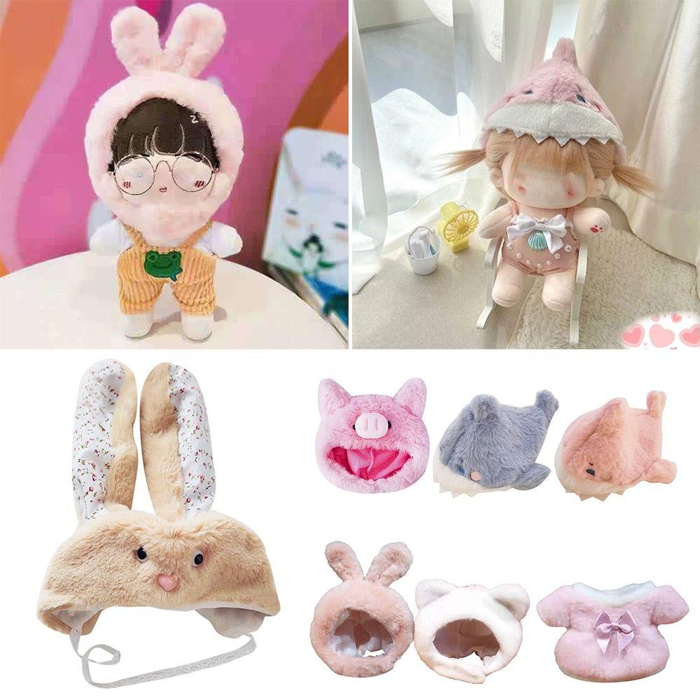 

Одежда для игры в дом, милая плюшевая шляпа, платье с бантом, головной убор для куклы 20 см, кепка с мультяшным животным