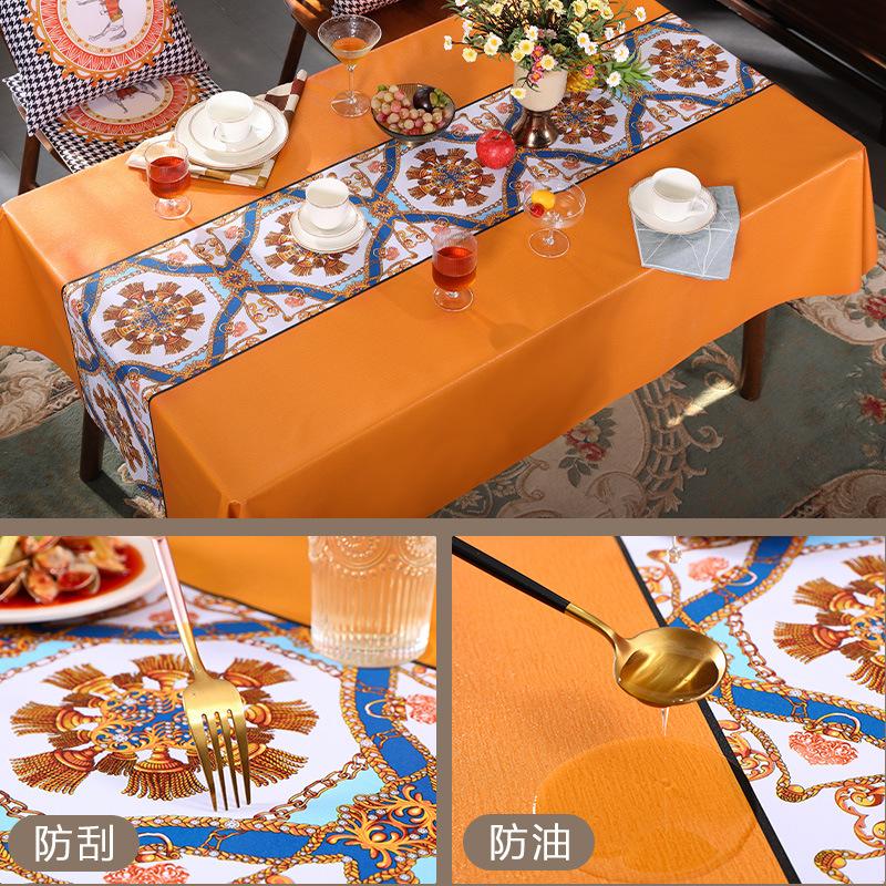 Nordic National Fresh Air Tablecloth Waterproof And Oil-Proof Leave-In Household Tablecloth Pvc Dining Table Mat