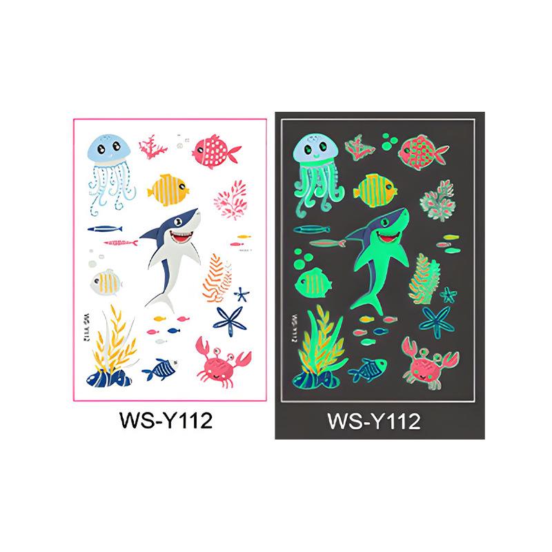 

Waterproof Glow-in-the-Dark Dinosaur, Unicorn & Mermaid Temporary Tattoo Stickers for Kids 110x75mm