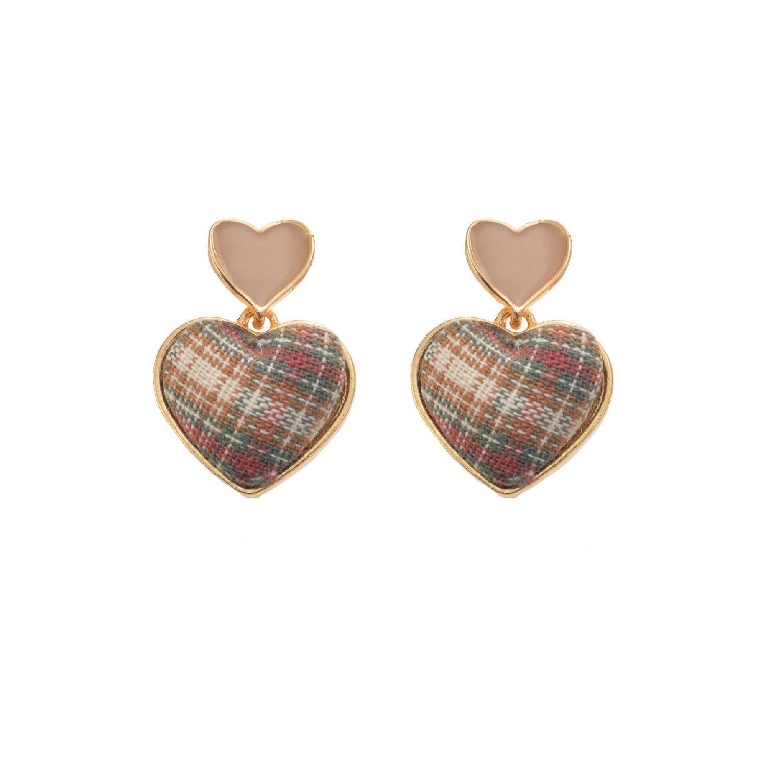 

Кремовые серьги-сердечки в клетку кремовый