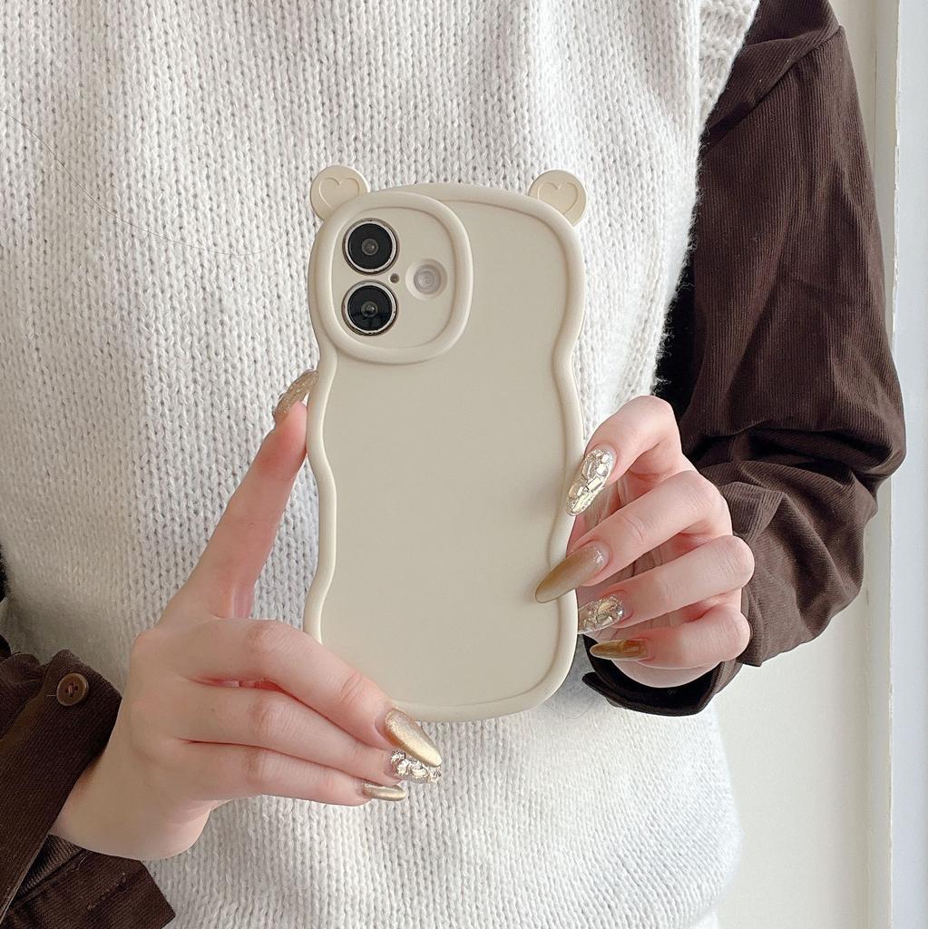 Cute bear ears for iPhone15Pro max Apple 17 mobile phone case 14/13 New 16 niche style