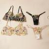 Damen Transparent Sexy Spitzen-BH-Set Bügel-BHs Dünne Lady Pure Desire Unterwäsche Floral Dessous-Set