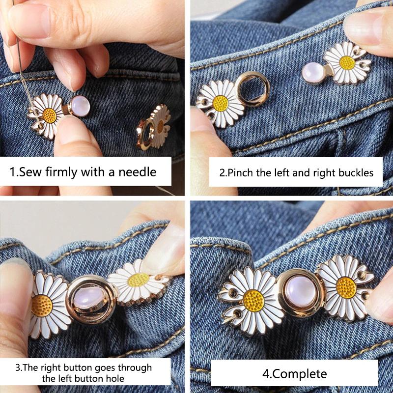 1-4Pairs Women Brooch Set Tighten Waist Button for Women Skirt Pants Jeans Adjustable Waist Clip Metal Pins Clothing Accessories