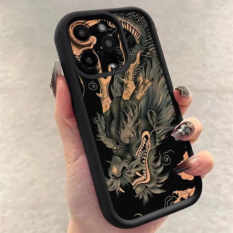 

Luxury Loong Dragon Totem Phone Case For iPhone 16 15 14 13 12 Pro Max Mini 11 XS X XR 7 8 Plus Soft Silicone Shockproof Cover 7 8 SE